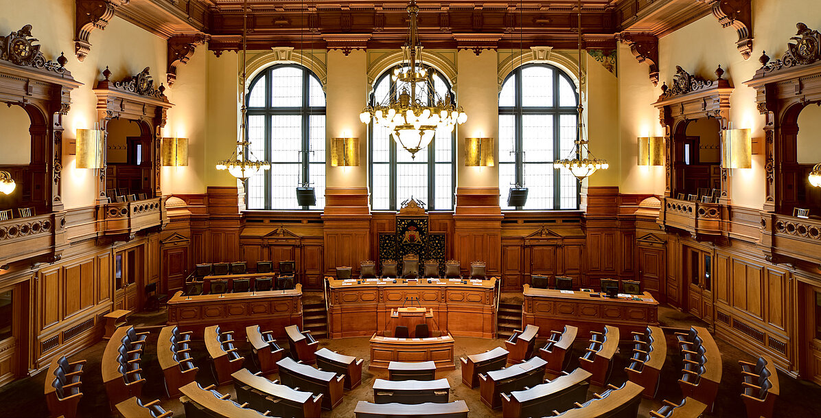 Der Plenarsaal der Hamburgischen Bürgerschaft